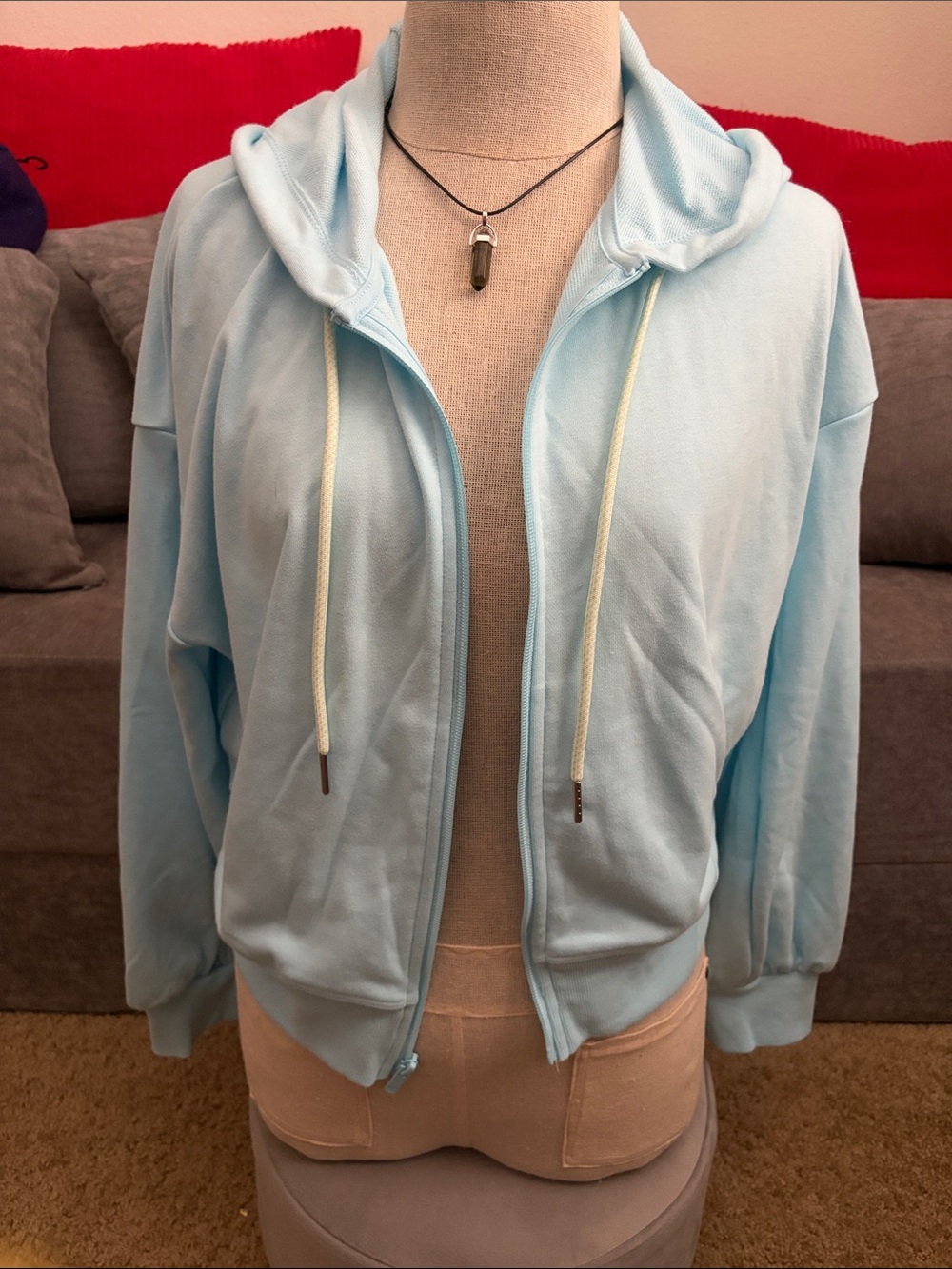 all in motion Light Blue Women's Zip Front Hoodie Bomber Jacket